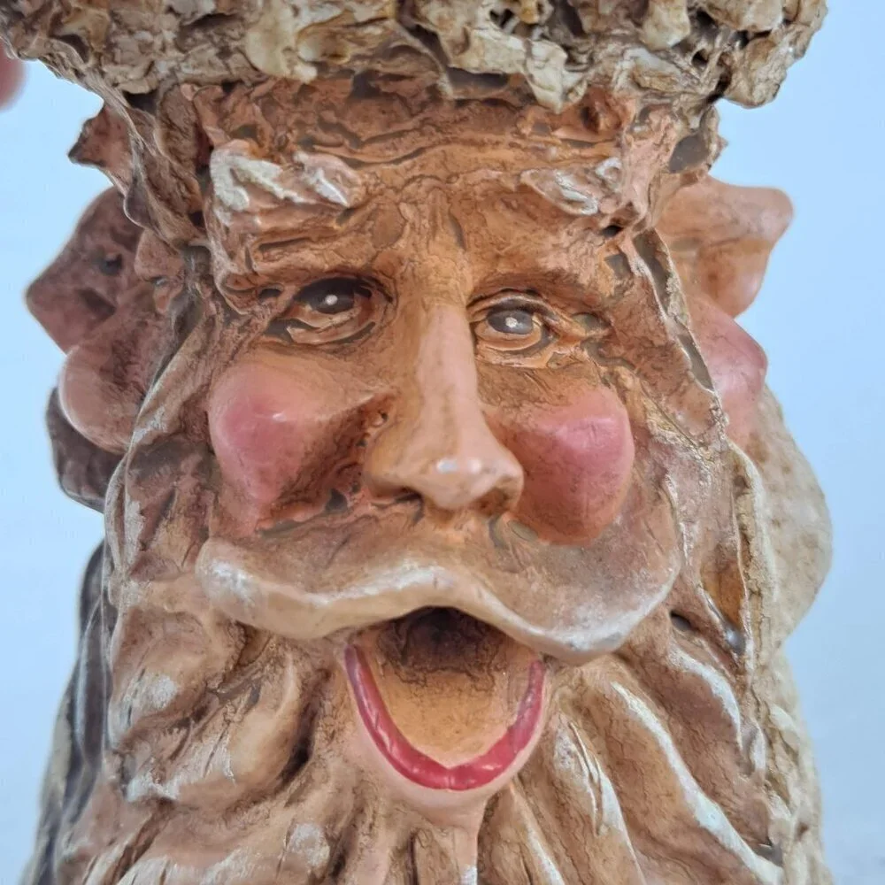 Candleholder 3 Face Santa Primitive Resin Decor Collectible Brown Tan
